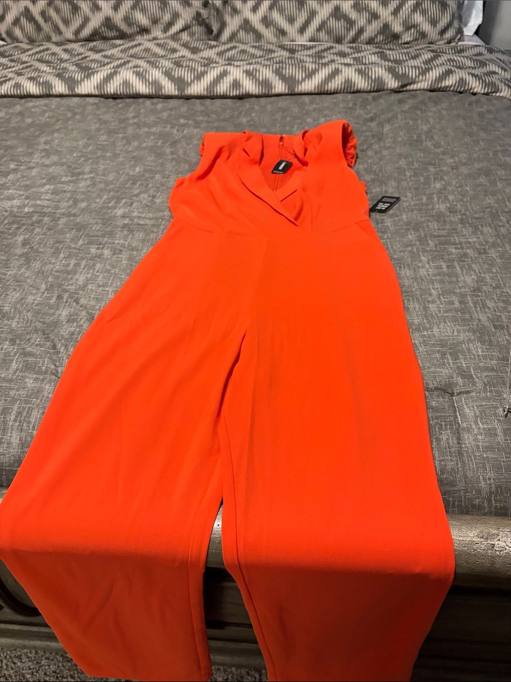 Bright Orange Women's Jumpsuit - Elegant Wide-Leg